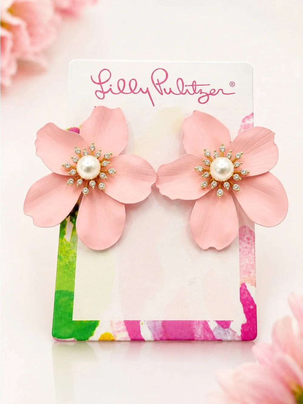 Lilly Pulitzer Oversized Pearl Orchid Earrings, Conch Shell pink